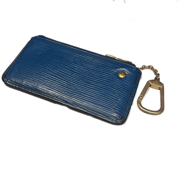 LOUIS VUITTON • Blue Epi Pochette Key Cles / Coin Pouch - Picture 5 of 15